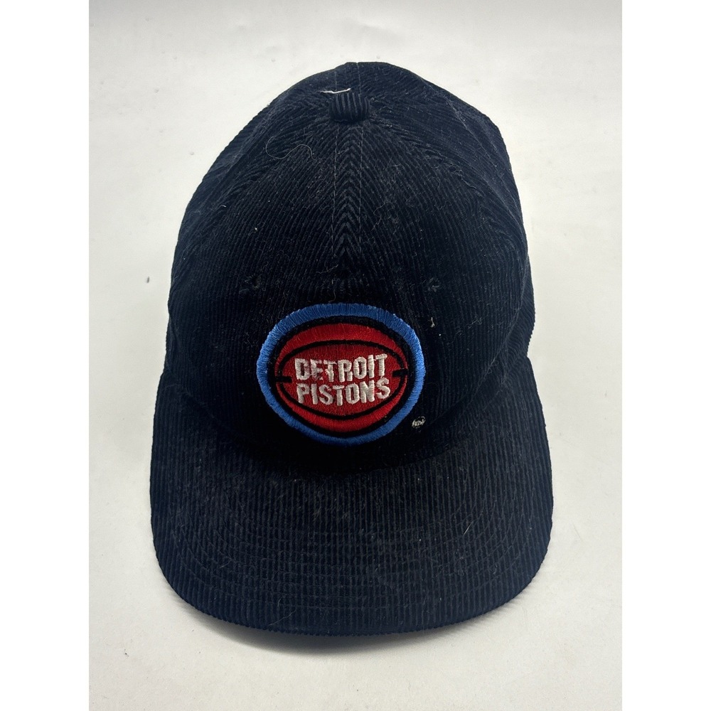 Vintage Detroit Pistons Corduroy Snapback Hat Black NBA The G Cap Basketball